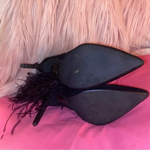 Jeffrey Campbell Ostrich feather leather suede Vain stiletto boots highheels 7.5 - Picture 9 of 13